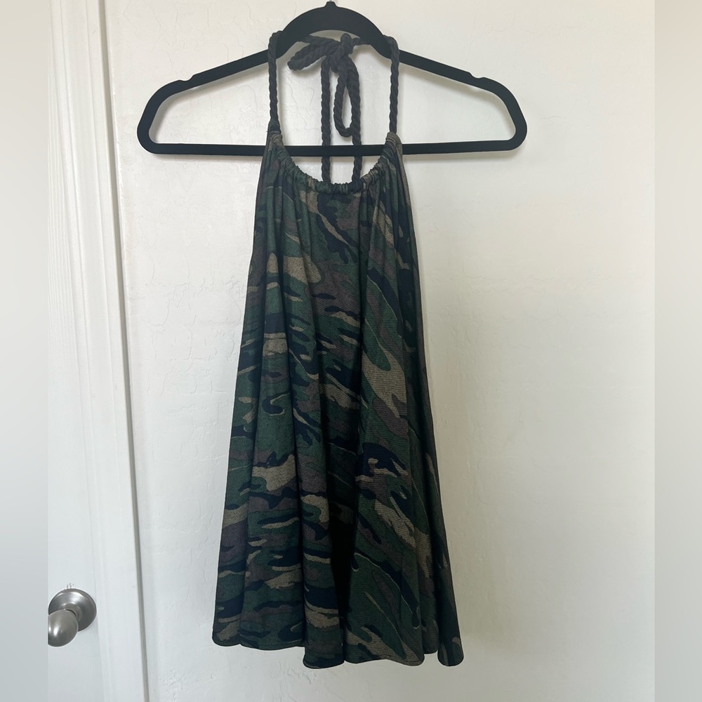 Hot & Delicious Green Camo Halter Top